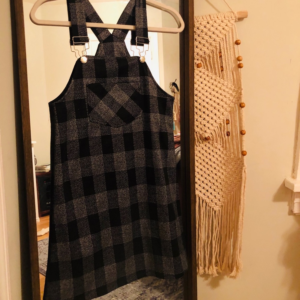 NWOT Altar’d State Plaid Overall Dress